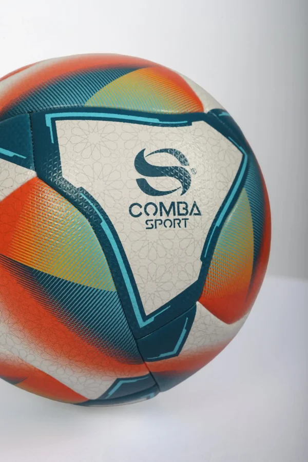 Ballon de Football Officiel Comba Sport – Blanc, Orange & Vert Canard