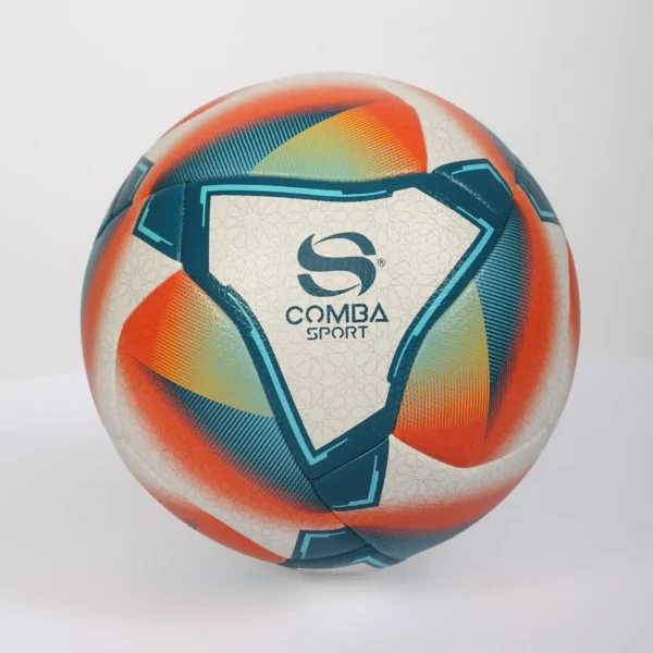 Ballon de Football Officiel Comba Sport – Blanc, Orange & Vert Canard
