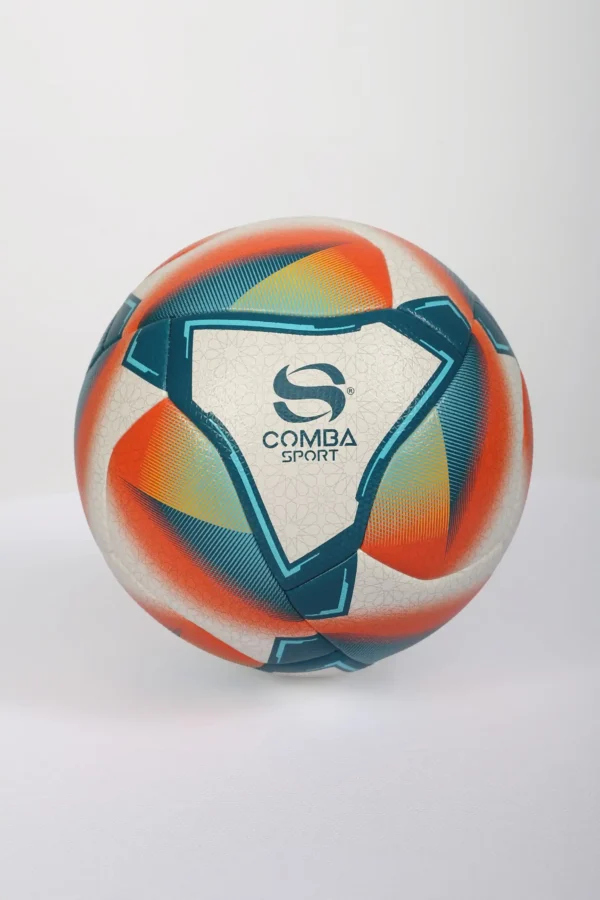 Ballon de Football Officiel Comba Sport – Blanc, Orange & Vert Canard
