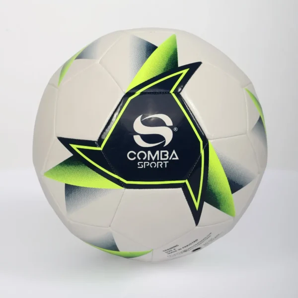 Ballon de Football Comba Sport Training – Blanc, Noir & Vert Lime (Taille 4)