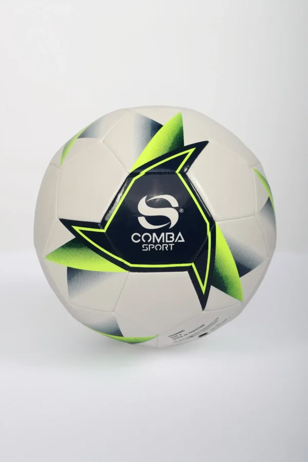 Ballon de Football Comba Sport Training – Blanc, Noir & Vert Lime (Taille 4)