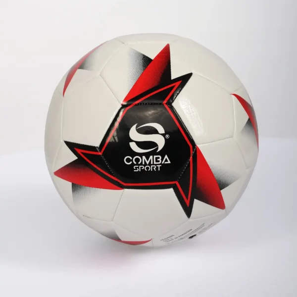 Ballon de Football Comba Sport Training – Blanc, Noir & Rouge (Taille 3)